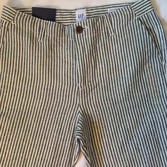 Gap black/white linen cotton striped cropped  pants NWT - Picture 6 of 6